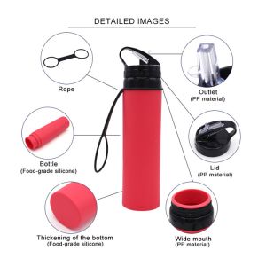 Portable Multifunction 600ml Collapsible Silicone Water Bottle