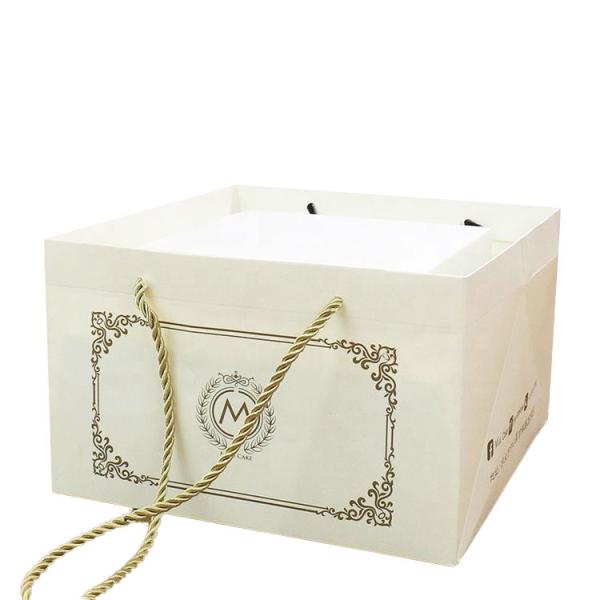 Quality FSC Extra Wide Base Large Bakery Takeaway Paper Bags White For Cake Box wholesale