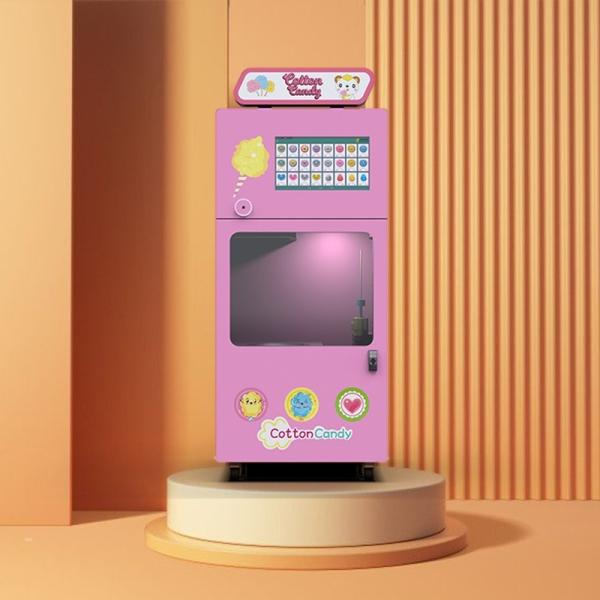 Pink Automatic Cotton Candy Vending Machine Wireless Remote Smart Cotton Candy