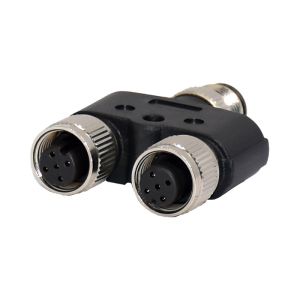 M12 5P Solenoid Valve Connector Au Plating CuZn TPU Splitter Sensor Connector