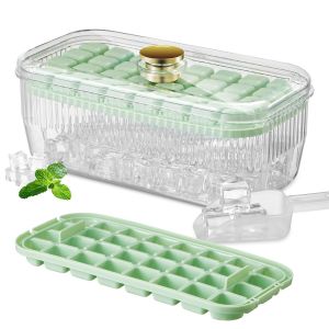 Freezer Food Grade Lce Cube Tray With Lid And Bin BPA Free Silicone Ice Cube