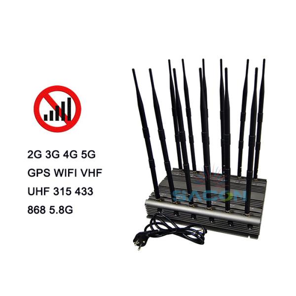 Infrared Remote Control 5G Signal Jammer Blocker 80w Powerful 12 Antennas 2G 3G