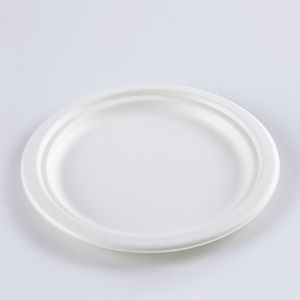 8.75 inch round white pulp biodegradable sugarcane party plates