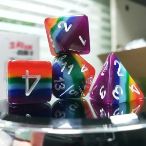 Cheap 7 Layer Rainbow Handmade Resin Dice Crusson And Dungeon DND#RPG for sale