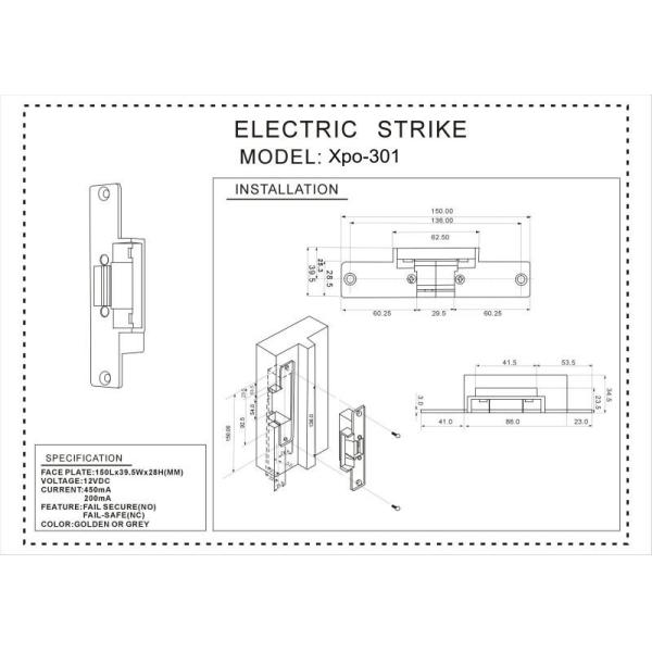 130NO Electric Strike Door Lock Door Access Control System New Fail-safe fail