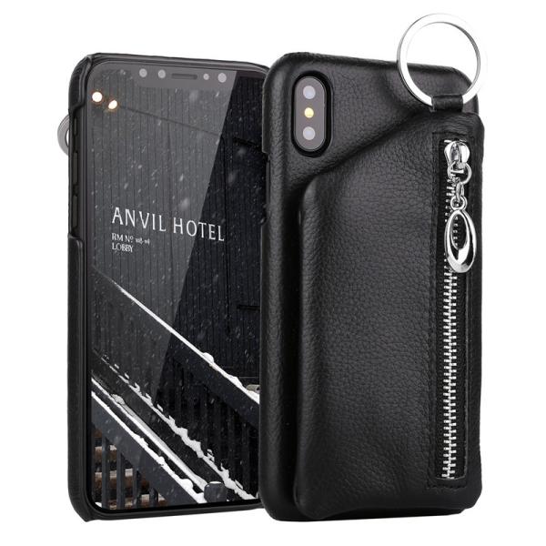 Phone accessory for iPhone 8 Leather Wallet Case, lichi genuine leather case for