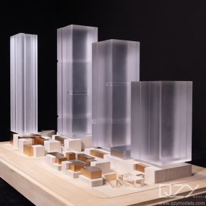 1:400 Scale Architectural Model in Acrylic Plexiglass with Conceptual Minimalism