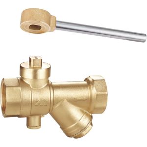 1604 Magnetic Lockable Brass Ball Valve DN20 DN25 DN32 Stemhead Square Patterned with Meter Outlet and Built-in Strainer