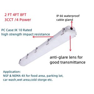 DLC IP66 35W 46W 4FT Tri Proof Led Light Fixture for Long-Lasting Lighting