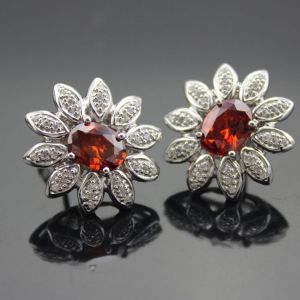 925 Silver Amethyst Cubic Zircon and Rhinestone Stud Earrings (E04)