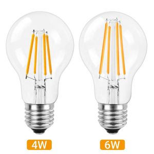 Decorative A60 A19 Dimmable Edison LED Filament Bulb 4W 6W Bulbs Home Decoration