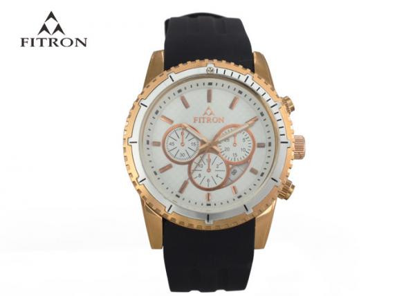 Quality Fitron Round Face Mens Quartz Watches Silicone Belt Watches 3 Years Battery Life wholesale