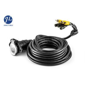 Electrica Coiled Wire Cable 7 Plug To 3 Cameras For Bus Lorry Monitor System