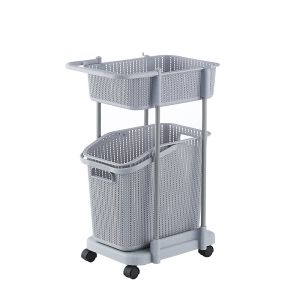 Stackable 72cm 2 Tier Plastic Laundry Hamper With Wheels