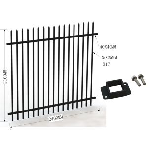 Steel Tubular Fence Panels 1.2m*2.4m Rail 40mm *2.00mm 25mm*1.2mm Spacing 100mm