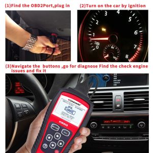 2.8 Inches Live Data Scanner Diagnostic Tool / Konnwei Kw808 Obd2 Scanner