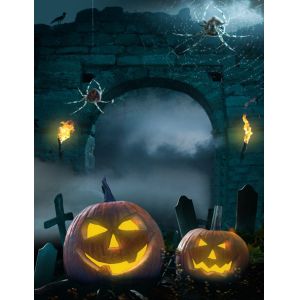 Cheap AA * 2PCS Batteries MDF Back Board Lighted Wall Art in Halloween Theme for sale
