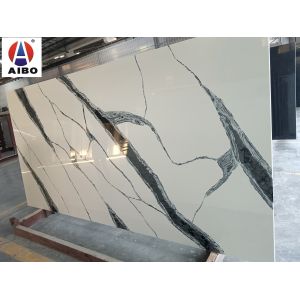 Panda White Calacatta Quartz Stone Slab With Background Bench Top Decoration