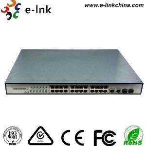 2 SFP + 24 PoE 10 / 100 /1000M PoE-PSE Fiber to Copper Ethernet PoE Switch