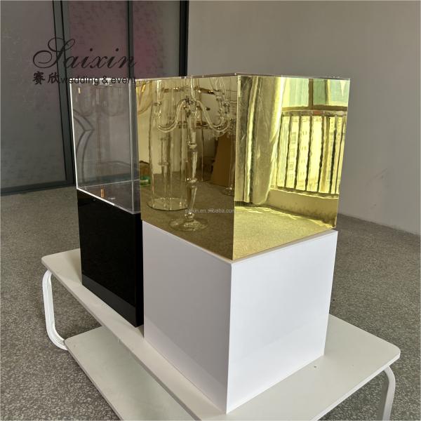 20ft Acrylic Wedding Backdrop Decoration Centerpieces Beautiful Event Gold Mirror Plastic Money Boxes