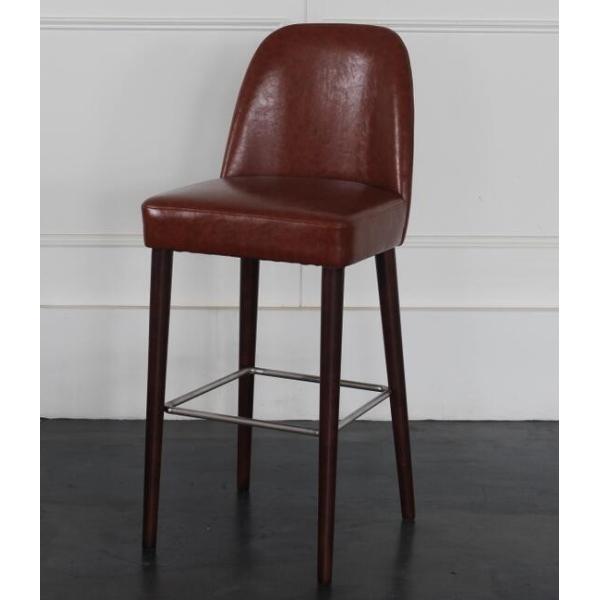 Quality High back Birch wood red pu upholstery barstool/counter stool with metal bars,fashion wooden barstool wholesale
