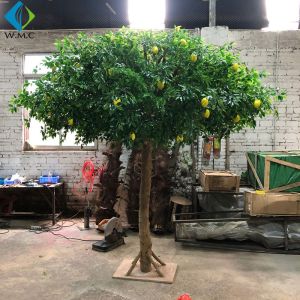 Restaurant Decoration Artificial Fruit Tree , Artificial Orange Tree With Silk