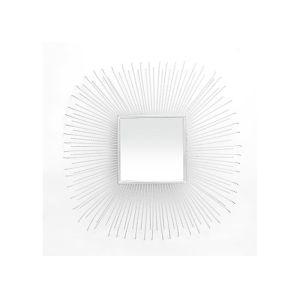 Cheap Square Sunburst Wall Art Mirror Silver Layered Metal Frame Mirrored Wall Decor for sale