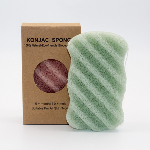 12.5*7.0*2.8cm Wave Shaped Charcoal Body Sponge Konjac Exfoliator Sponge For Body
