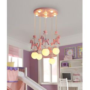 Kid Room E27 Nordic Pink Modern Pendant Light with Five or Three Heads