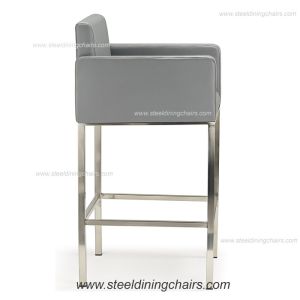 Fixed Counter 98CM 52CM metal Grey Faux Leather Bar Stools