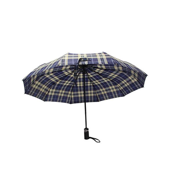 Quality Check Pattern Three Folding Umbrella Auto Open Close For Men wholesale