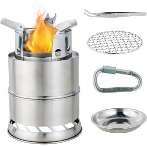 China Mini Portable Wood Burning Stove, Camping Stove Foldable Stainless Steel Backpacking Cookware Rocket Stove on sale