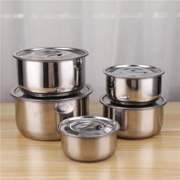 Quality Low Moq 3 Pcs 5 Pcs Kitchen Stainless Steel 410 Soup Stock Pot Set Large Capacity Cookware Set wholesale