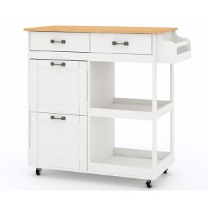 OEM ODM Movable Kitchen Island with Drawers and Lighting