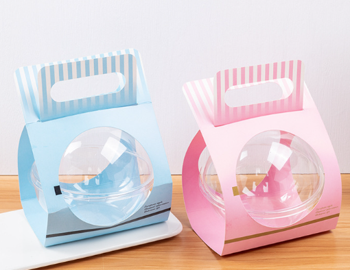 Sweet Delights 700ml Mousse Ball Containers Dual Color PET Dessert For Fruit Salads Cakes