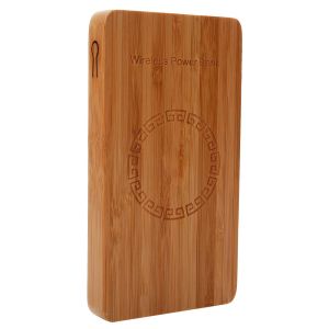 China Wooden Bamboo Mobilepal Wireless Power Bank Laser Carve Logo Customizable 204g on sale