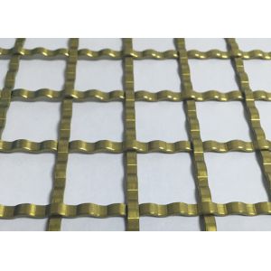 ISO9000 Square Hole Mesh Golden Crimped Metal Cabinet Mesh Antifire