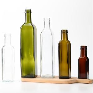China Sealing Type Pull Ring Square Clear Glass 250ml 500ml Olive Oil Bottle With Lid on sale
