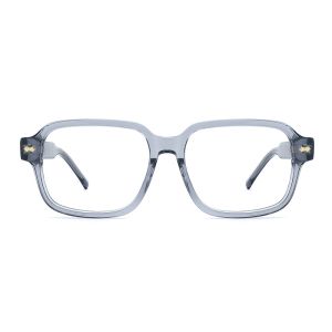 CNC Milling Square Acetate Material Glasses Gray Clear Lens Thick