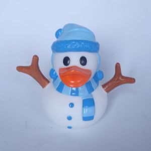 LED Light Up Bath Christmas Rubber Duck Non Phthalate With Snowman Shape