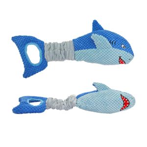 Interactive Shark Plush Dog Toy Squeaky Durable Chew Toy For Large Small Dogs
