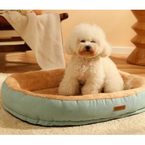 Basics Round Bolster Indestructible Dog Bed With Flannel Top