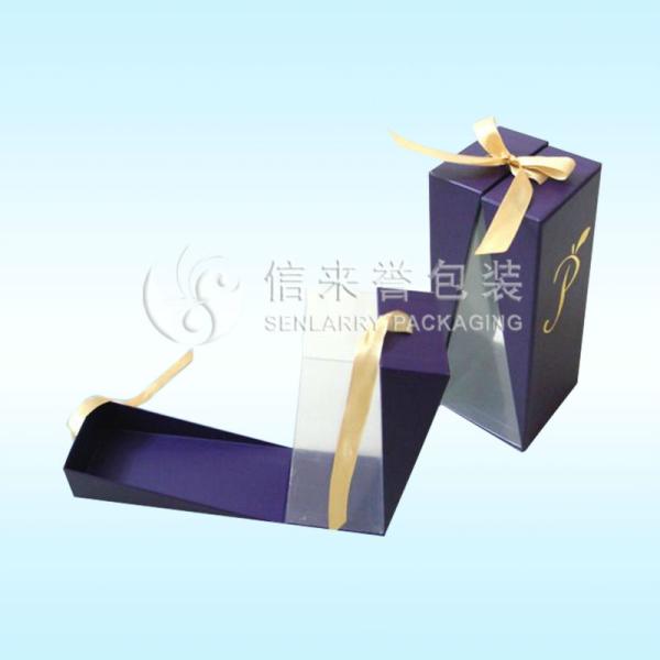 Quality Mini purple wine display boxes with yellow ribbon wholesale