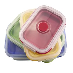 Easy To Clean Collapsible Silicone Bento Boxes Lunch Bowl Boxes Folding Food