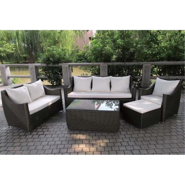YLX-RN-027 Dark Coffee PE Rattan Sofa and Table for outdoor used