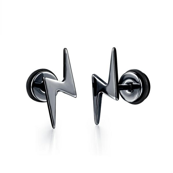 New Arrival Punk Style Stud Earrings Stainless Steel Body Piercing Jewelry Screw Back Earrings Lightning Bolt Earrings