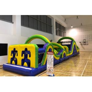 Blue 8m Inflatable Obstacle Course Jumping Castle For toddler