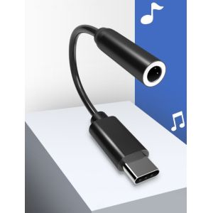 Black TPE External 3.5MM Aluminum Alloy Shell Type C To Female Stereo Audio