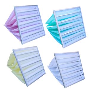 HVAC F8 Synthetic Fiber Pocket Bag Air Filters Yellow Fireproof Performance