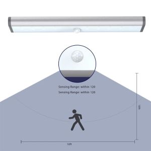 LED Motion Sensor Light 10 LED Under Cabinet Lighting - Stick On Lights Magnetic